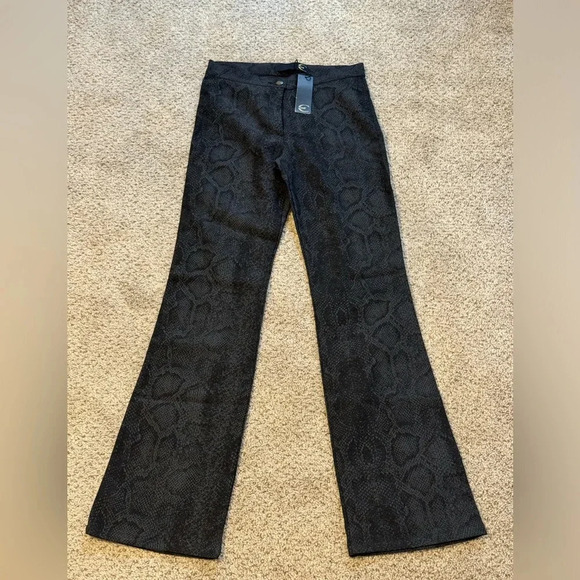 Just Cavalli Black Snake Print Straight Leg Pants - Picture 1 of 7